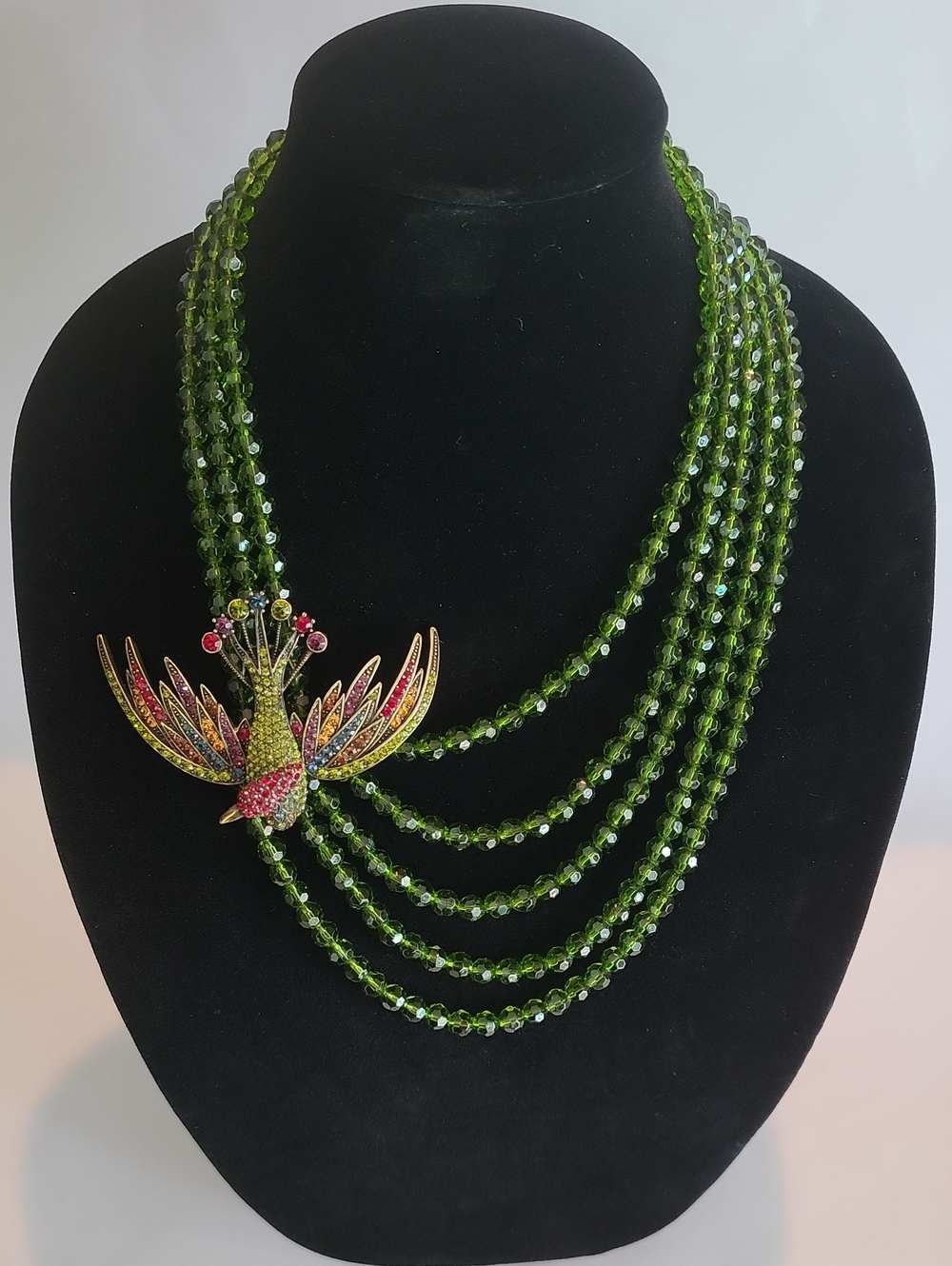 HEIDI DAUS "FOR THE BIRDS" BIRD-DESIGN SWAROVSKI CRYSTAL MULTISTRAND NECKLACE - Picture 2 of 10
